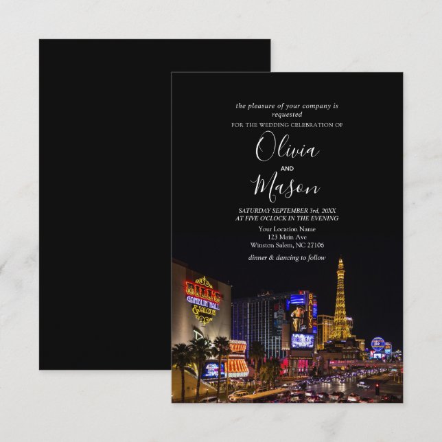 Viva Las Vegas Destinationsbröllopsinbjudning Inbjudningar (Fram/baksida)