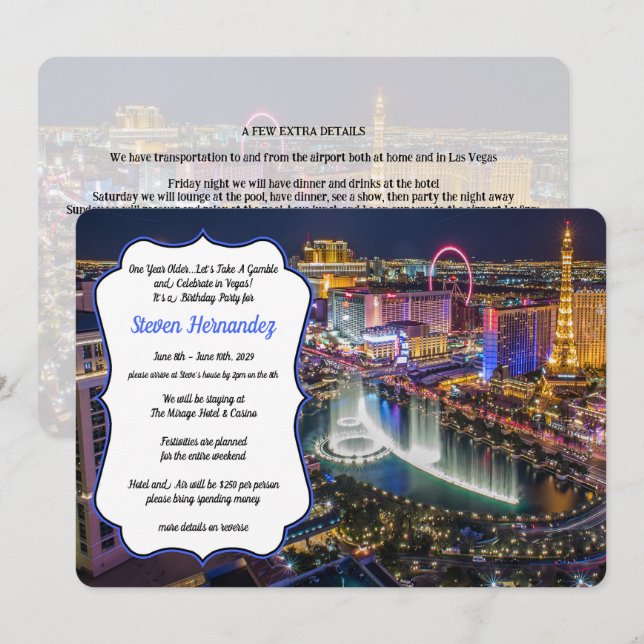 Viva Las Vegas Party-inbjudan Inbjudningar (Fram/baksida)
