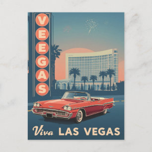 Viva Las Vegas Vintage Researbetat Konstverk Vykort