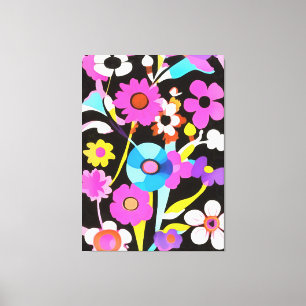 Viva Magenta Abstrakt Retro Boho Vår blommor Canvastryck