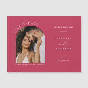 Viva Magenta Arc Photo Save Date Magnetic Card