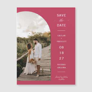 Viva Magenta Arc Photo Save Date Magnetic Card