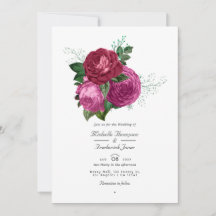 Viva Magenta Blommig Bröllops QR-kod Rsvp