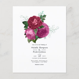 Viva Magenta Blommig Bröllopsinbjudan Flygblad