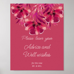 Viva Magenta, Blommigt Advice och well önskemål Poster
