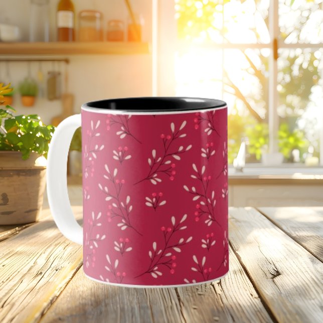 Viva Magenta Blommönster Wraparound Mugg (Skapare uppladdad)