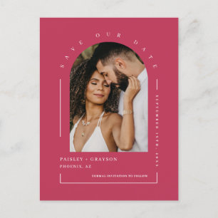 Viva Magenta Boho Arch Photo QR Code Spara vårt da Vykort