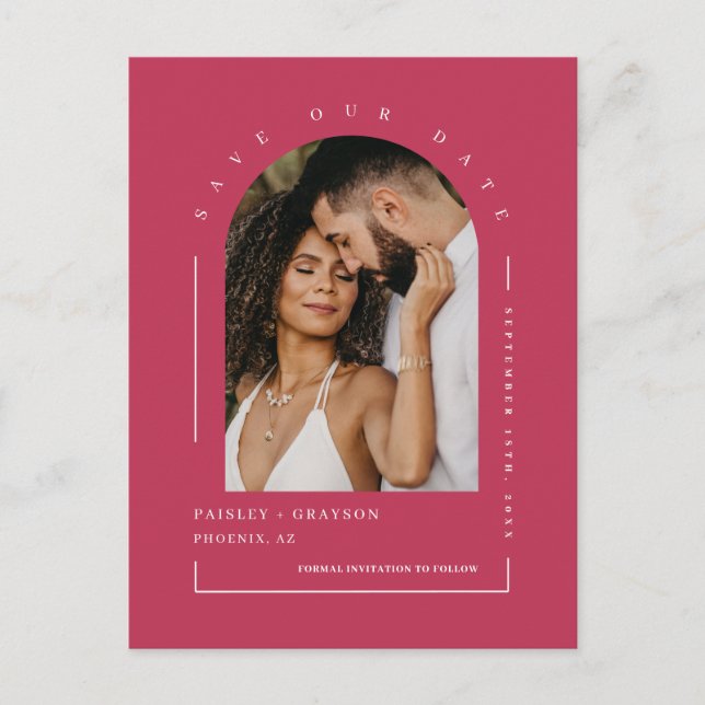 Viva Magenta Boho Arch Photo QR Code Spara vårt da Vykort (Framsida)