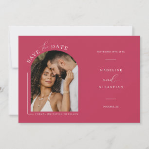 Viva Magenta Boho Arch Photo QR-kod Spara datum Inbjudningar