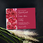 Viva magenta burgundblommor ro bröllop inbjudningar<br><div class="desc">Viva magenta burgundy-blommor ro bröllopsinbjudan med QR OSA-kod längst bak.</div>
