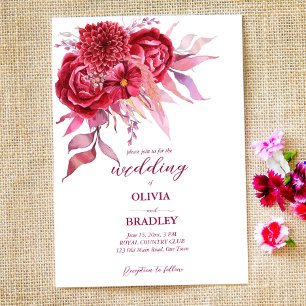 Viva magenta burgundy ro och blommor inbjudningar