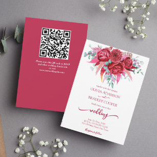 Viva magenta crimson burgundy-blommor eucalyptus inbjudningar