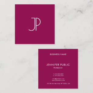 Viva Magenta Elegant Trend Färg Monogram Initial Fyrkantigt Visitkort
