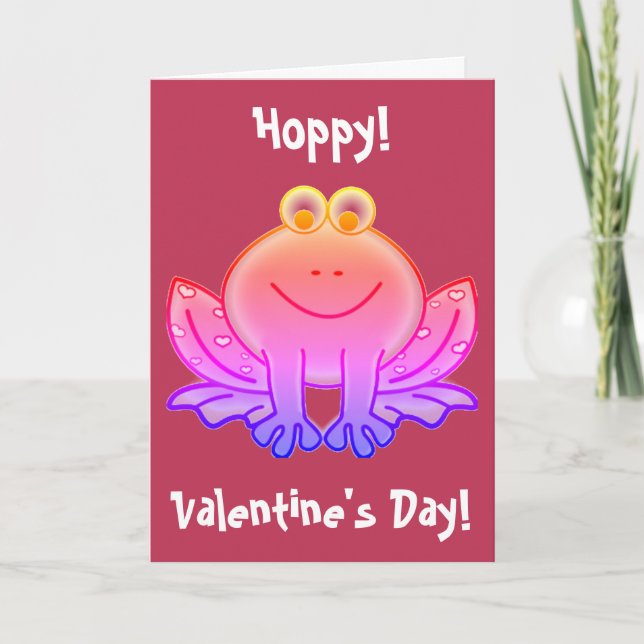 Viva Magenta Funny Frog Valentines day Helgkort (Framsida)