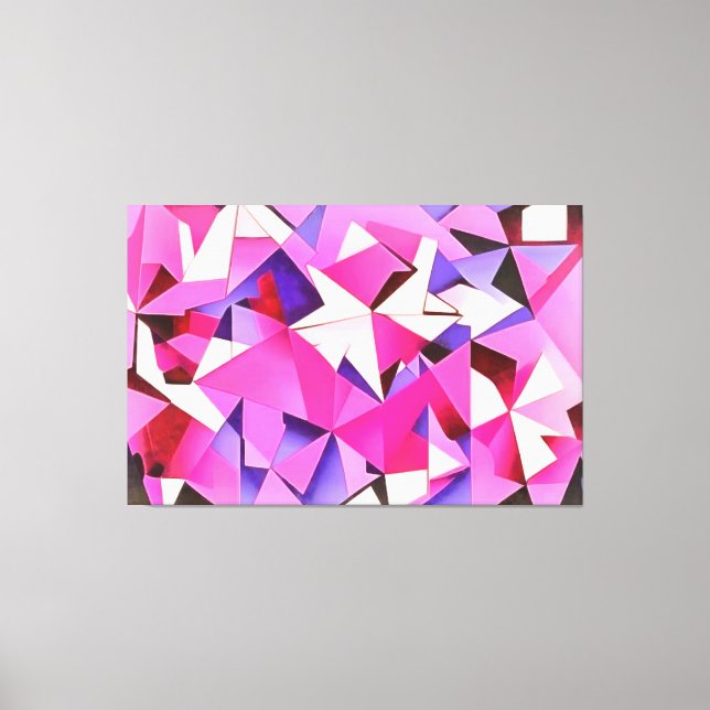 Viva Magenta Geometric Hydrangea Abstrakt Art Canvastryck (Framsida)