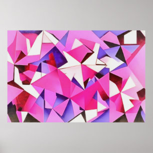 Viva Magenta Geometric Hydrangea Abstrakt Art Poster