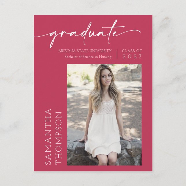 Viva Magenta Minimal Skript Hon Gjorde Det Foto Ex Vykort (Framsida)