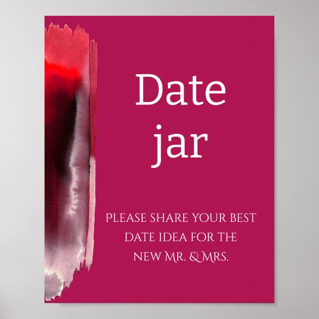 Viva Magenta, Minimalistisk datumburk bröllopsdusc Poster (Framsidan)