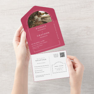 Viva Magenta Modern Minimalist Arch Photo QR-kod