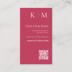 Viva Magenta-Modern-Spara datum-QR-kod- Visitkort