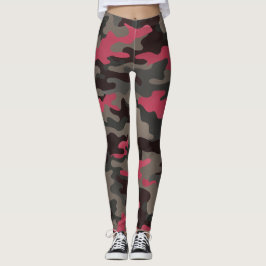 Viva Magenta och Grått Camo Leggings