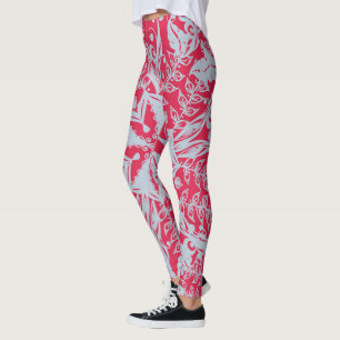Viva Magenta och Silver Leggings