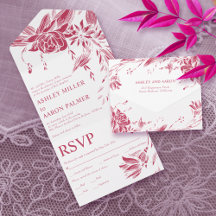 Viva magenta och vit konst blommor bröllop