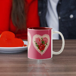 Viva Magenta Ro i Heart Vintage Valentine Två-Tonad Mugg