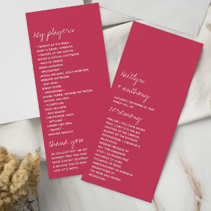 Viva Magenta Script-Bröllopsprogrammet Minimalisti Reklamkort