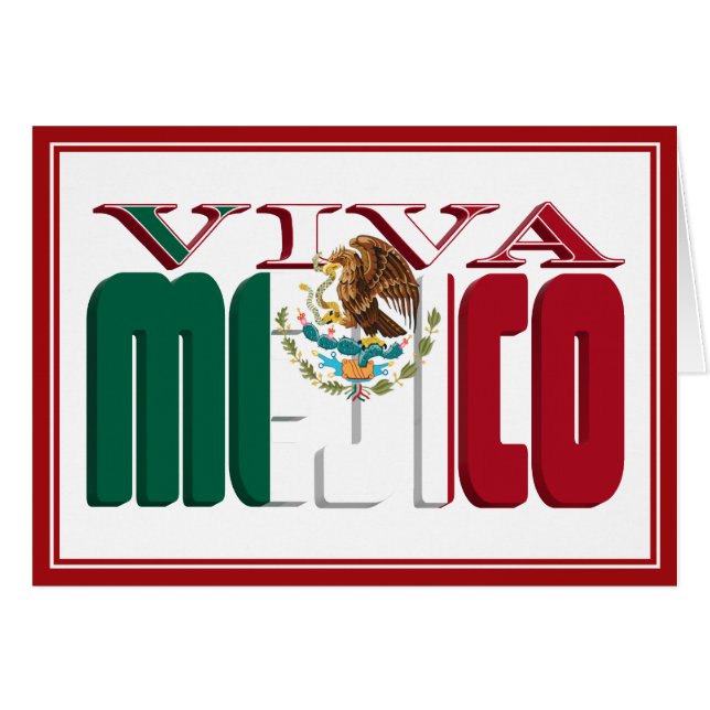 VIVA MEJICO Mexican Flagga Text Hälsningskort (Framsidan Horizontal)