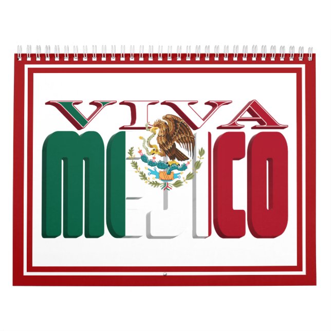 VIVA MEJICO Mexican Flagga Text Kalender (Omslag)