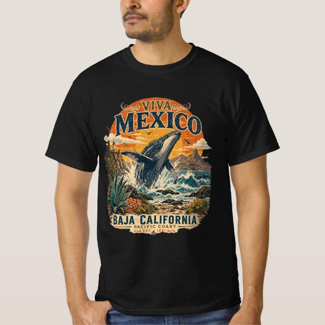 Viva Mexico Baja California Valhajd T-shirt (Framsida)