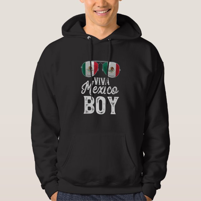 Viva Mexico Boy Sunglasses Mexican Flag Pride Hoodie (Framsida)