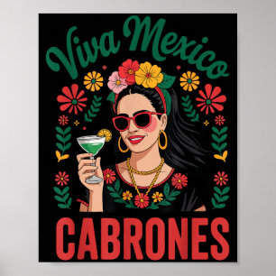 Viva Mexico Cabrones Kvinnor Mexikansk Flagga Poster