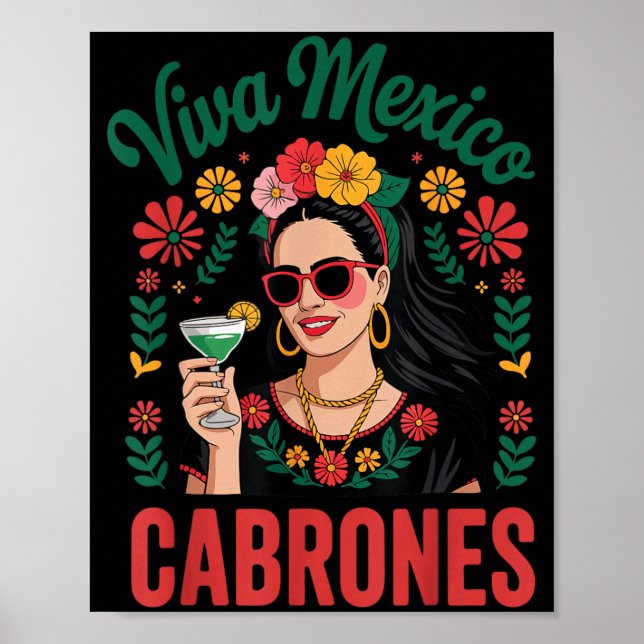 Viva Mexico Cabrones Kvinnor Mexikansk Flagga Poster (Framsidan)