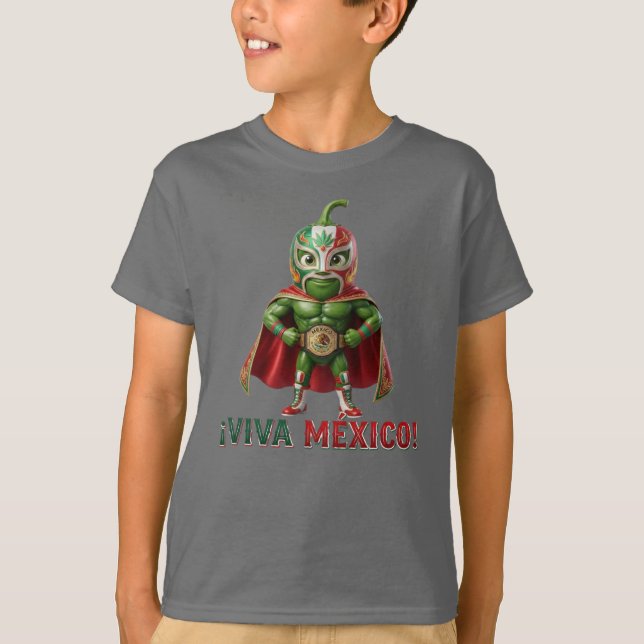 Viva Mexico Chili Pepper Lucha Libre | 3D Wrestler T Shirt (Framsida)