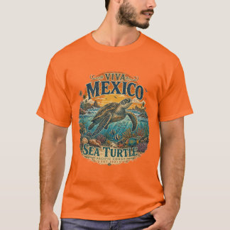 Viva Mexico Havssköldpadda Vintage Äventyrs T-shir T Shirt