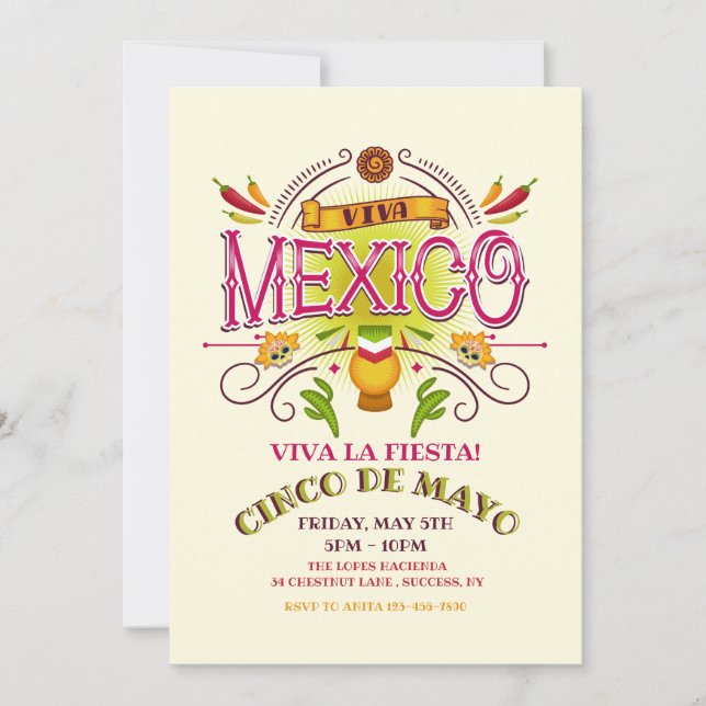 Viva Mexico-inbjudan Inbjudningar (Framsida)