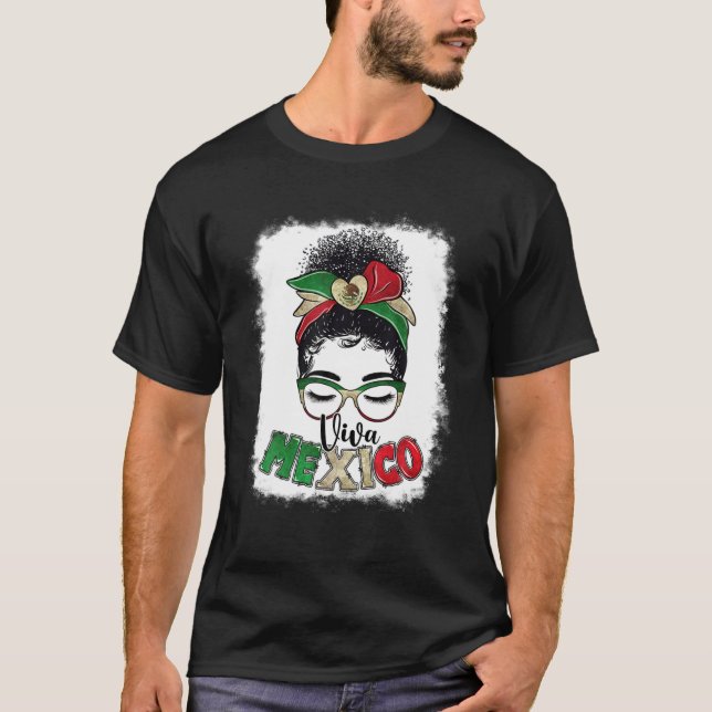 Viva Mexico Messy Bun Sunglasses Mexican Women Mot T Shirt (Framsida)