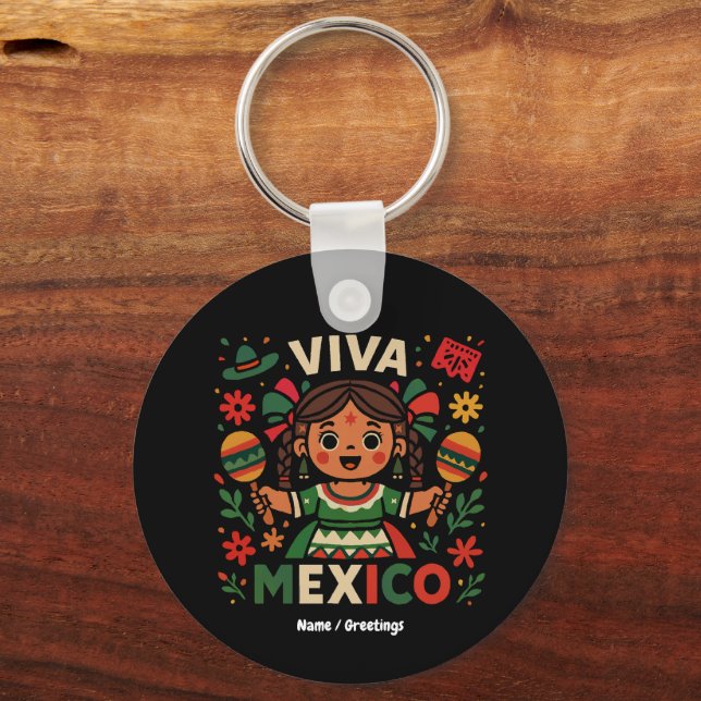 Viva Mexico Mexican Girl Independence day Women Nyckelring (Framsida)