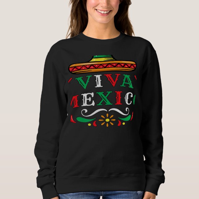 Viva Mexico Mexican independence day chili maracas T Shirt (Framsida)