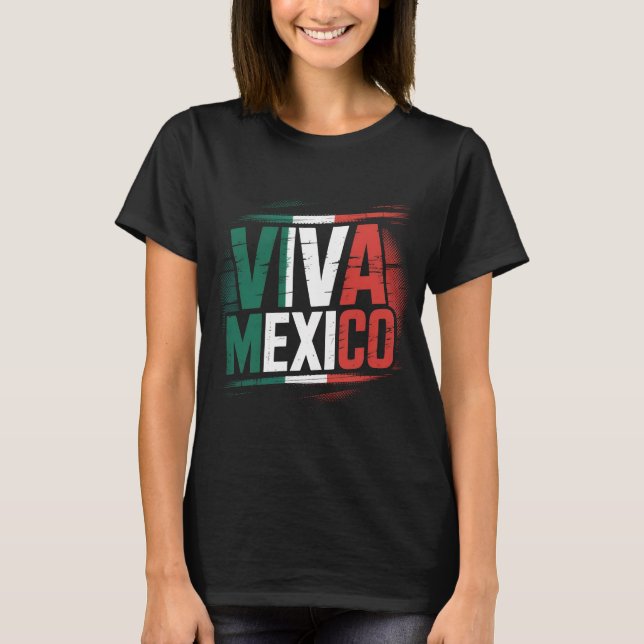 Viva Mexico Shirt med Mexikanska Flagga prisnod T Shirt (Framsida)
