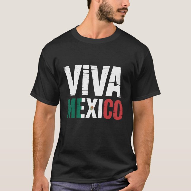 Viva Mexico Shirt med Mexikanska Flagga prisnod T Shirt (Framsida)