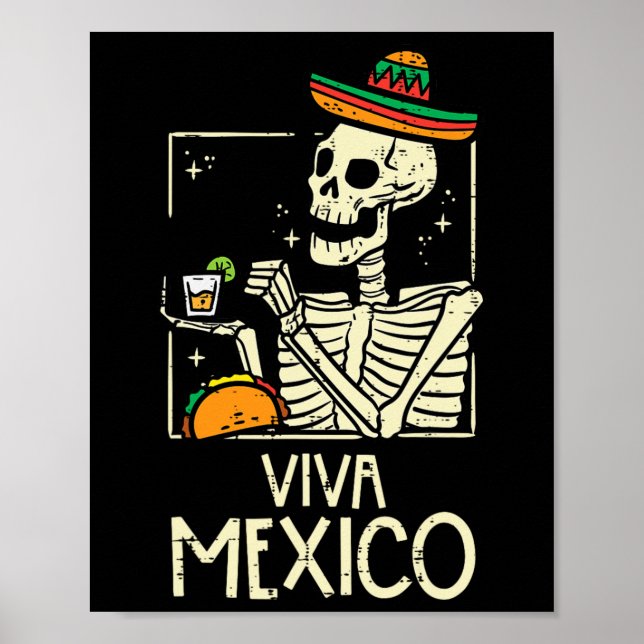 Viva Mexico Skeleton Cinco De Mayo Mexican Indepen Poster (Framsidan)