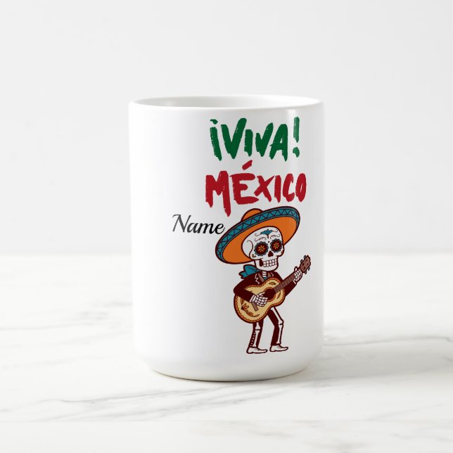 Viva Mexico Sockerskalle Musiker Kaffemugg (Center)