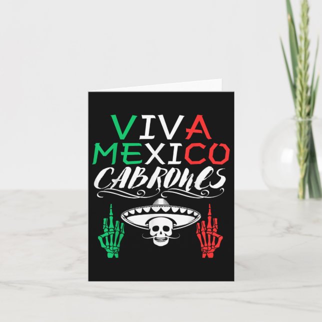 Viva Mexiko Cabrones Independence day Mexican Flag Kort (Framsida)