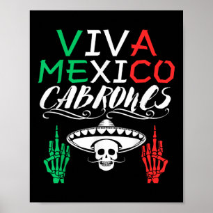 Viva Mexiko Cabrones Independence day Mexican Flag Poster
