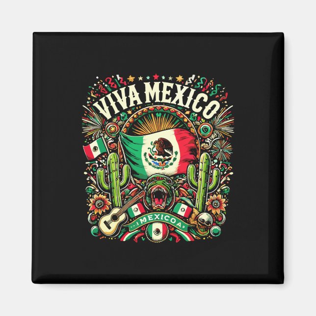 Viva Mexiko Independence day Mexikanska Flagga Mex Magnet (Framsidan)