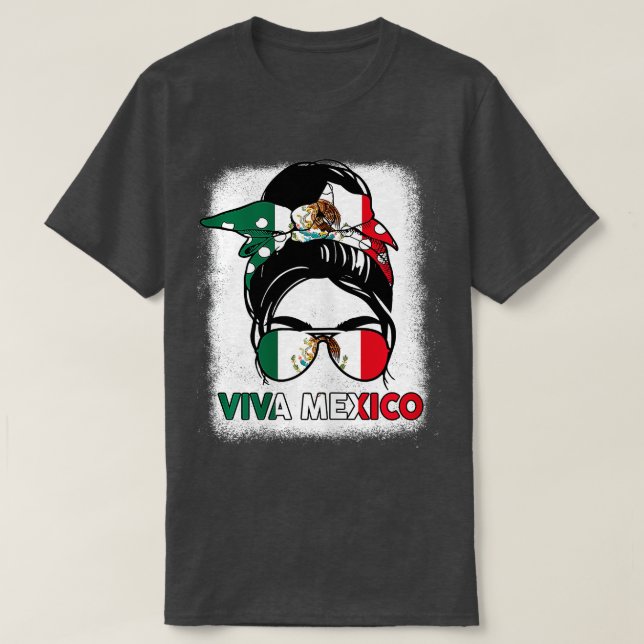 Viva Mexiko Messy Bun med Bandana och glasmjölet T Shirt (Design framsida)
