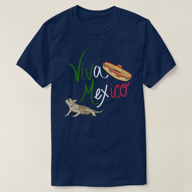 Viva Mexiko Mexican Horned Lizard T Shirt (Design framsida)